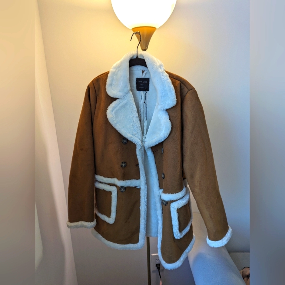 Faux Suede & Faux Fur Brown Jacket. NEW!!!